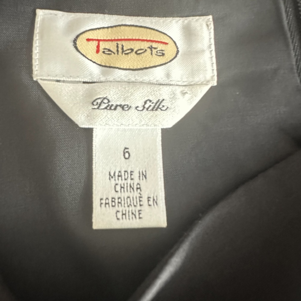Talbots Pure Silk LBD Womens 6 Black Textured Old Money Chic Party Cocktail - Picture 10 of 12